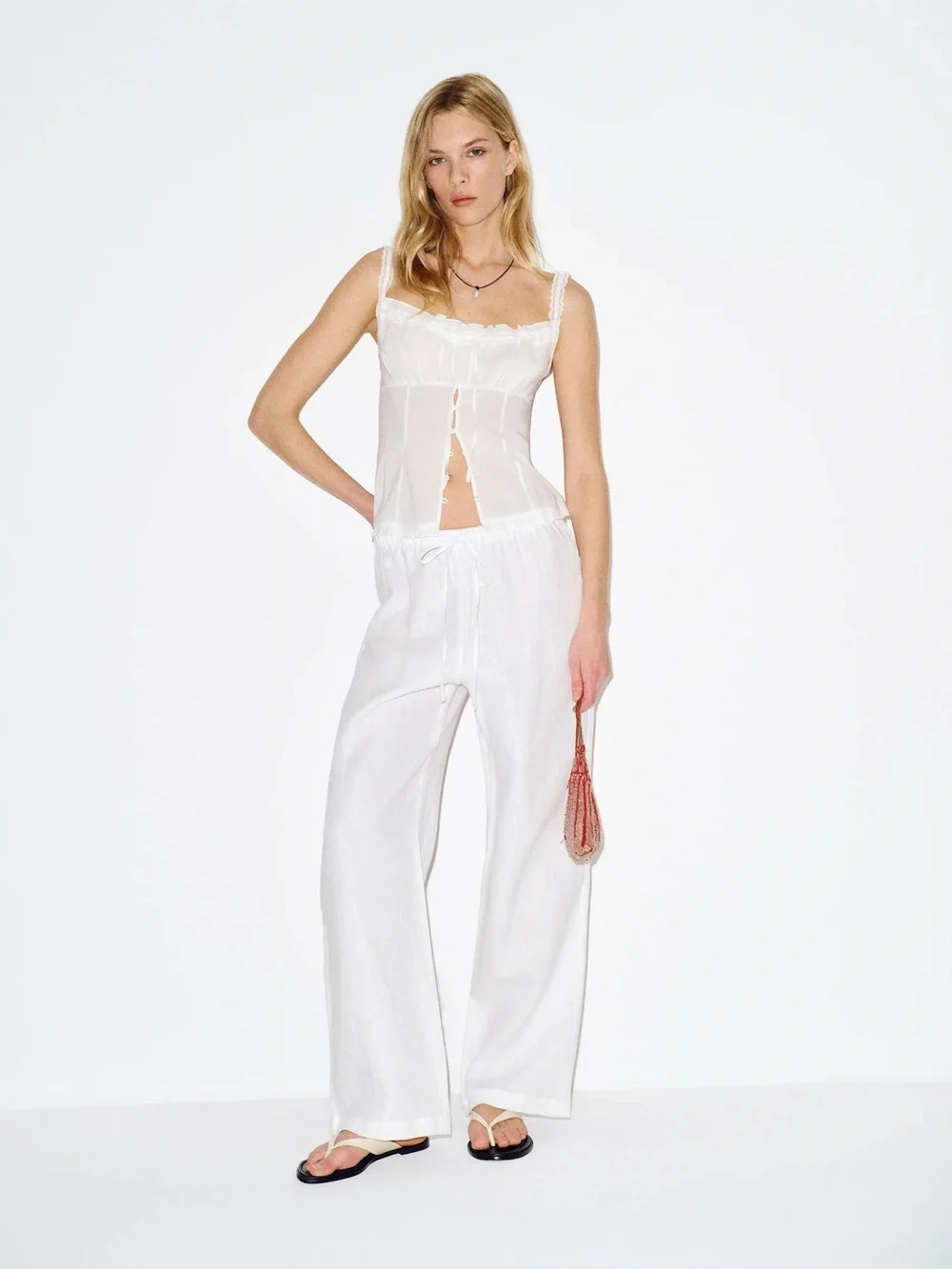 Reformation Olina Linen Pant White Size S NWT